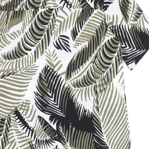 Topshop Womens Multicoloured Geometric Polyester Shirt Dress Size 8 Collared Button - Leaf Print