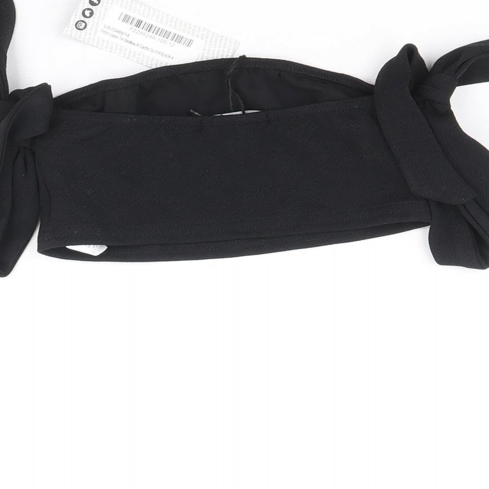 Boohoo Womens Black Polyester Cropped Tank Size 4 Off the Shoulder