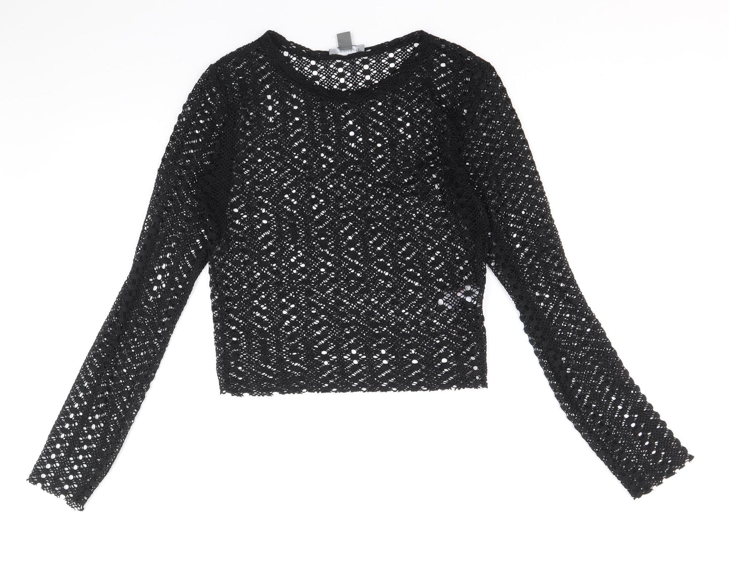 Primark Womens Black Polyester Basic Blouse Size S Round Neck
