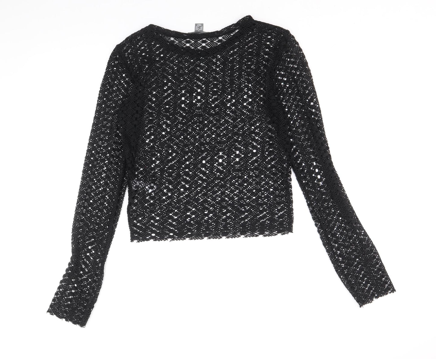 Primark Womens Black Polyester Basic Blouse Size S Round Neck