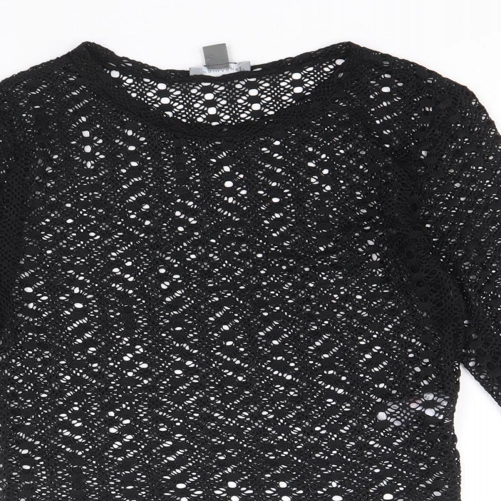 Primark Womens Black Polyester Basic Blouse Size S Round Neck