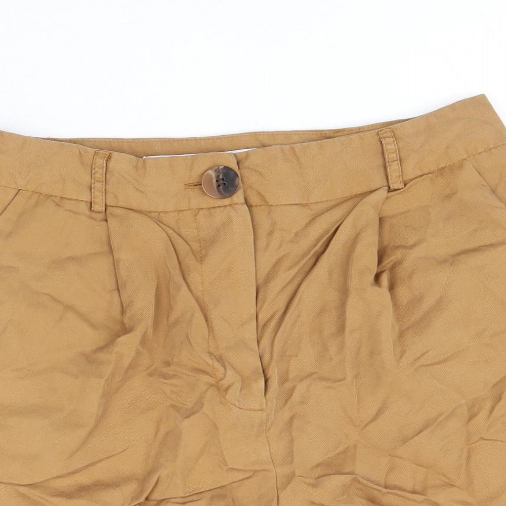 Primark Womens Brown Lyocell Chino Shorts Size 10 Regular Zip