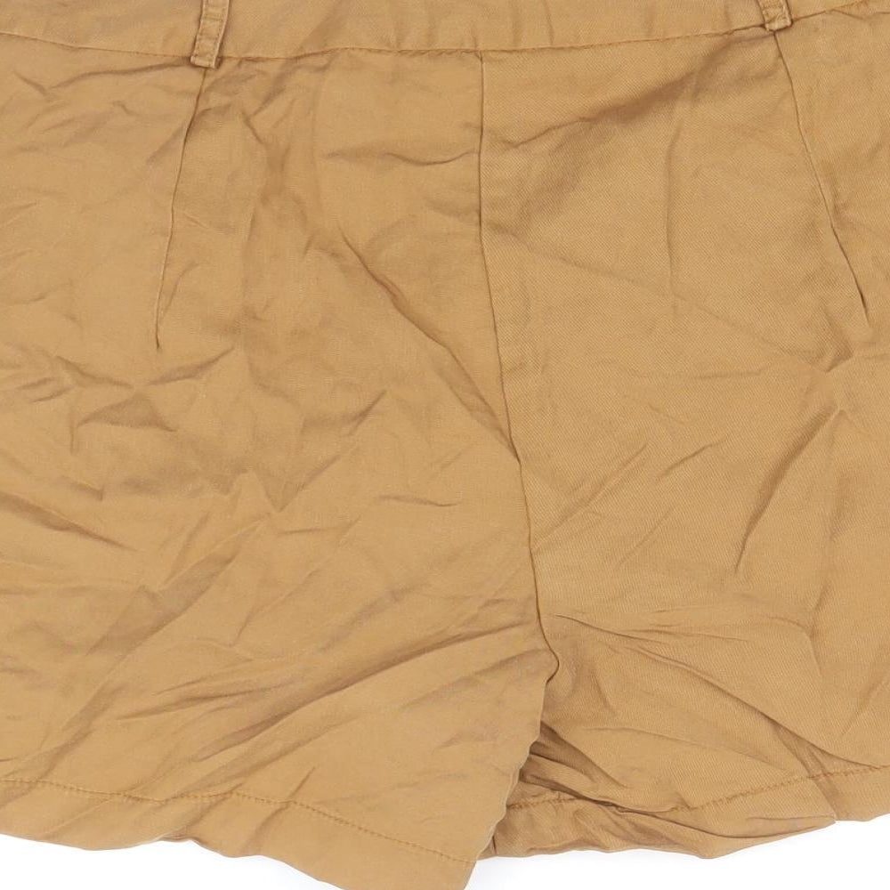 Primark Womens Brown Lyocell Chino Shorts Size 10 Regular Zip