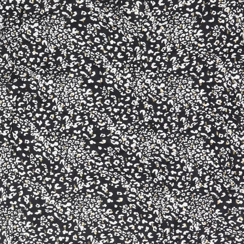 F&F Womens Black Animal Print Viscose Basic Blouse Size 10 Round Neck - Leopard Pattern