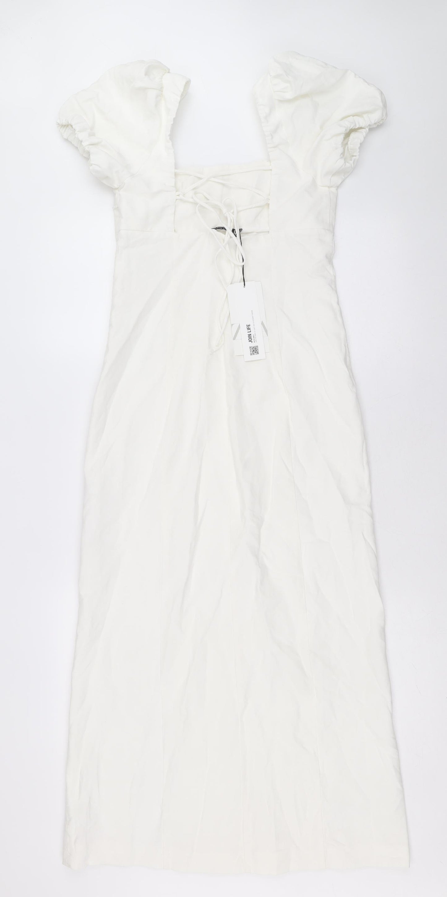 Zara Womens Ivory Viscose A-Line Size XS Square Neck Zip