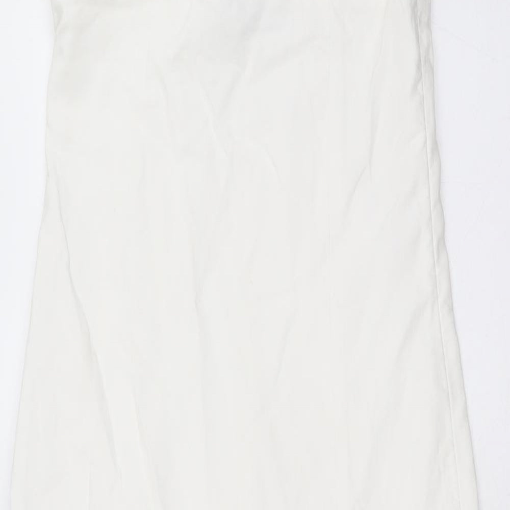 Zara Womens Ivory Viscose A-Line Size XS Square Neck Zip
