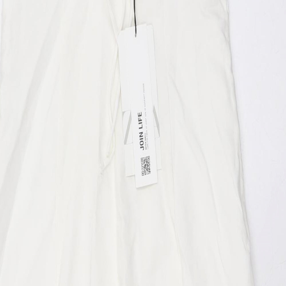 Zara Womens Ivory Viscose A-Line Size XS Square Neck Zip