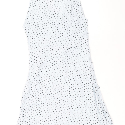 Pieces Womens Blue Polka Dot Viscose A-Line Size XS V-Neck Zip