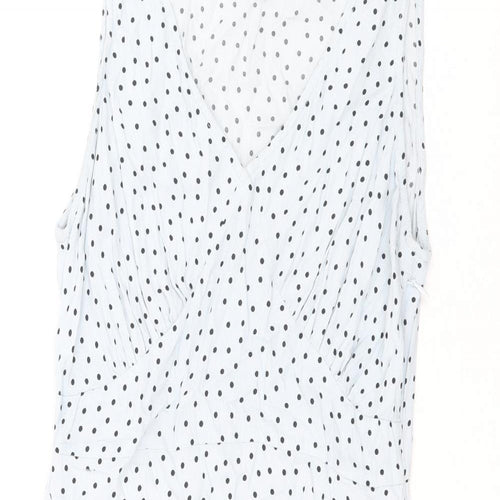 Pieces Womens Blue Polka Dot Viscose A-Line Size XS V-Neck Zip