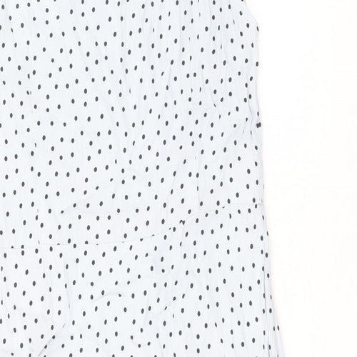 Pieces Womens Blue Polka Dot Viscose A-Line Size XS V-Neck Zip