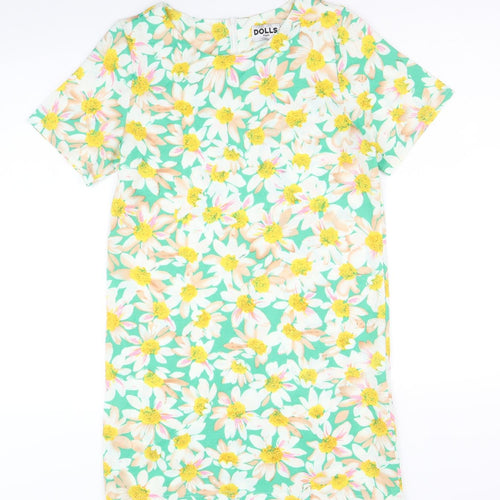 Dolls Paris Womens Multicoloured Geometric Polyester A-Line Size M Round Neck Zip
