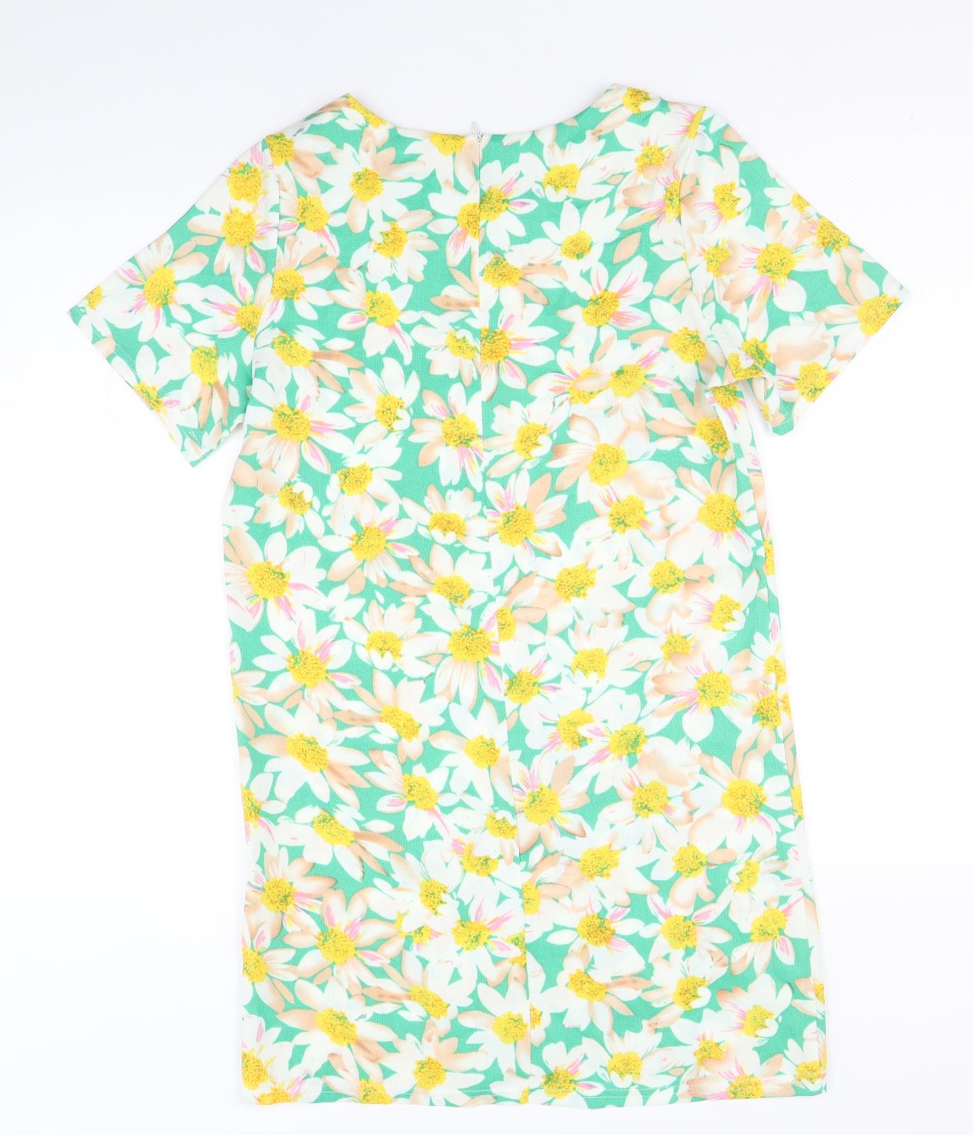 Dolls Paris Womens Multicoloured Geometric Polyester A-Line Size M Round Neck Zip