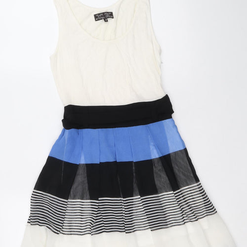 Urban Bliss Womens Multicoloured Colourblock Viscose Trapeze & Swing Size 8 Scoop Neck Zip