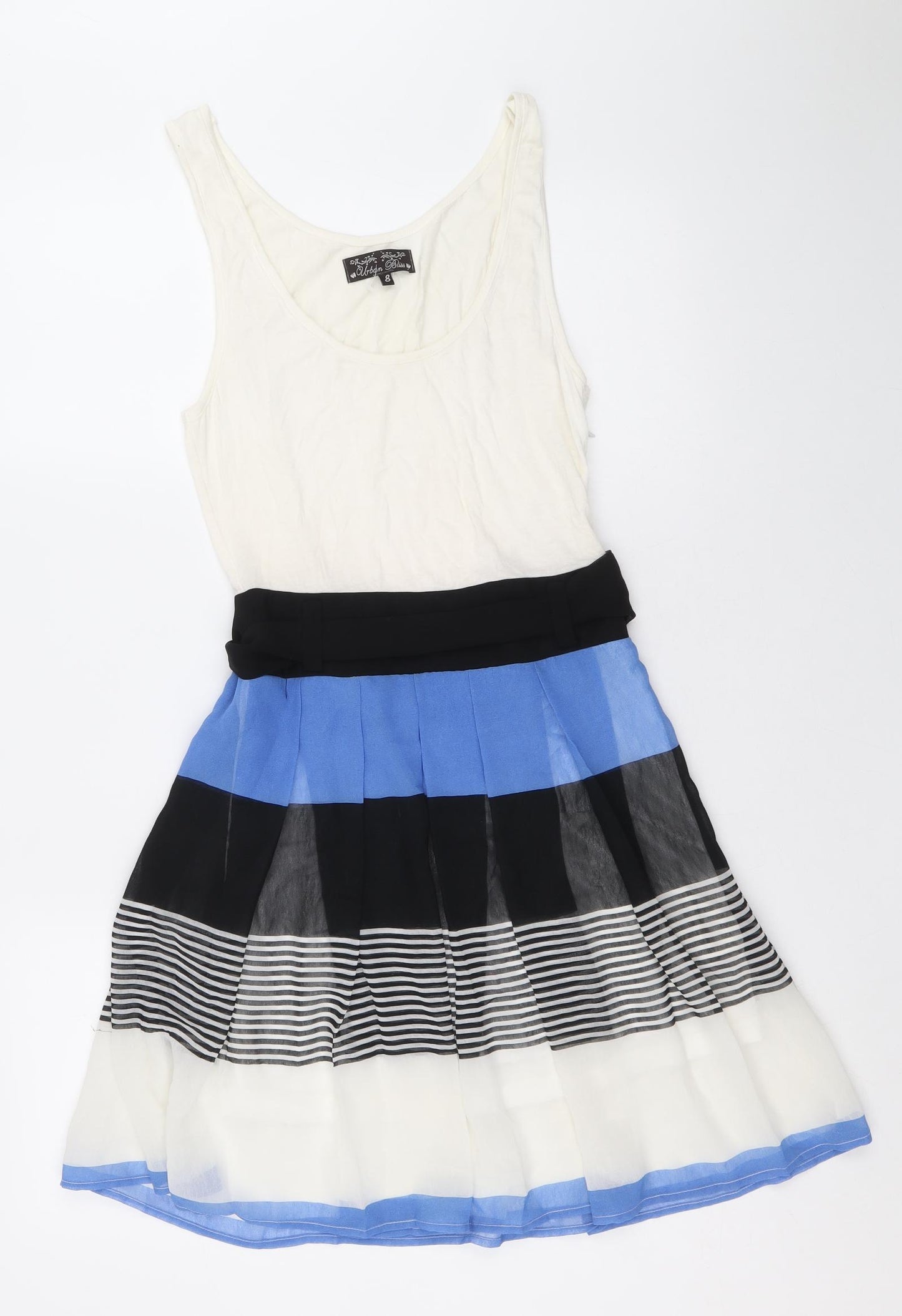 Urban Bliss Womens Multicoloured Colourblock Viscose Trapeze & Swing Size 8 Scoop Neck Zip