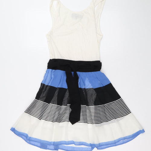 Urban Bliss Womens Multicoloured Colourblock Viscose Trapeze & Swing Size 8 Scoop Neck Zip