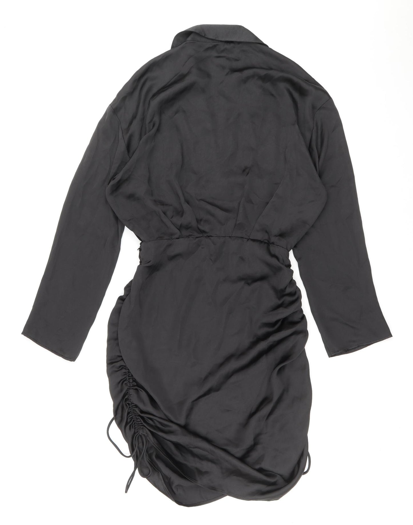Zara Womens Black Polyester Bodycon Size S V-Neck Zip
