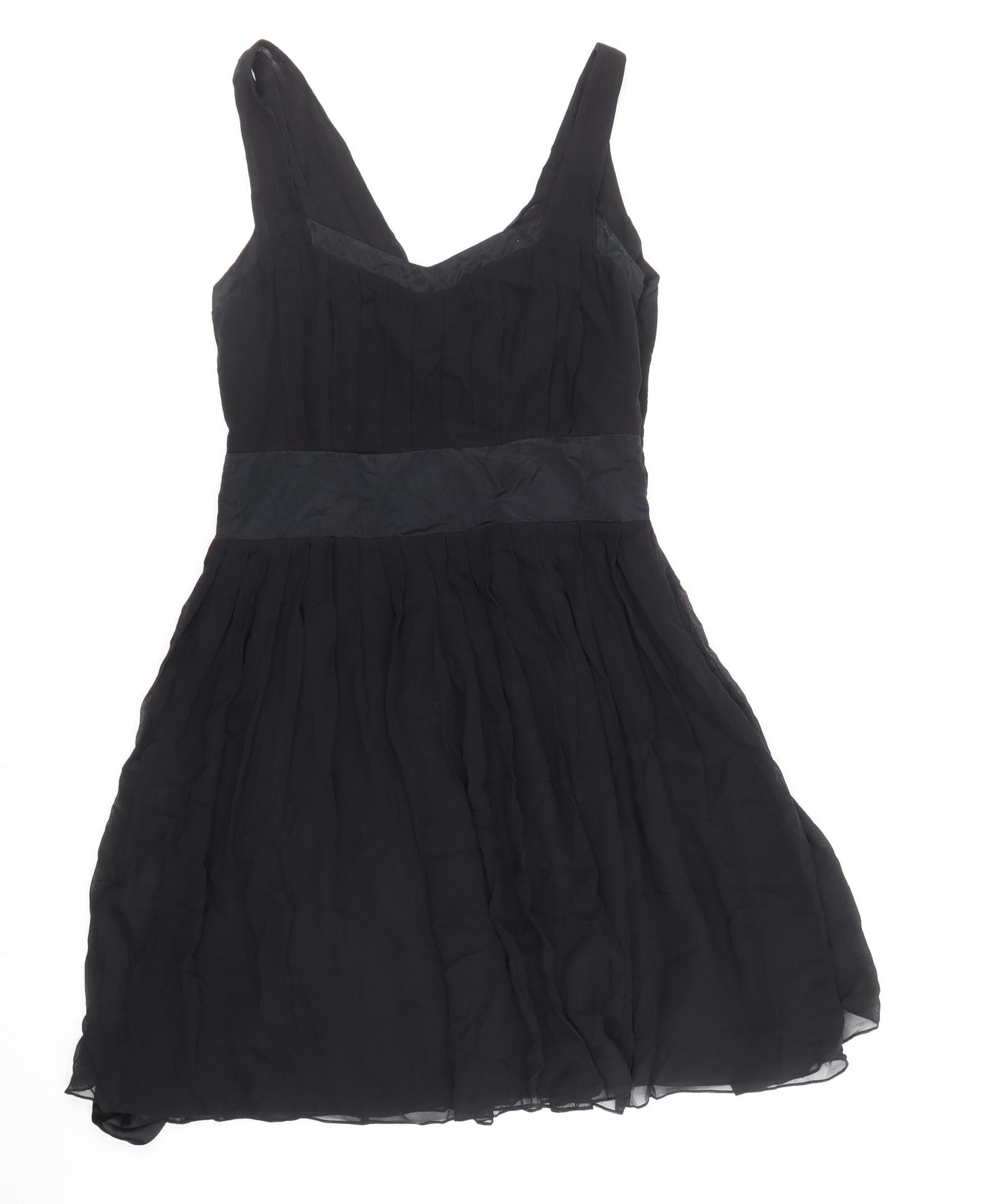 Born By Ted Baker Womens Black Silk Fit & Flare Size 16 V-Neck Zip