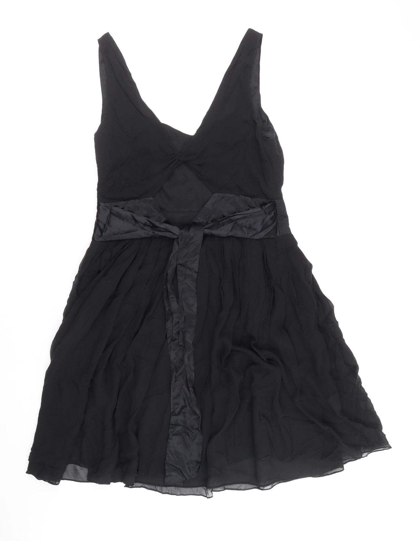 Born By Ted Baker Womens Black Silk Fit & Flare Size 16 V-Neck Zip