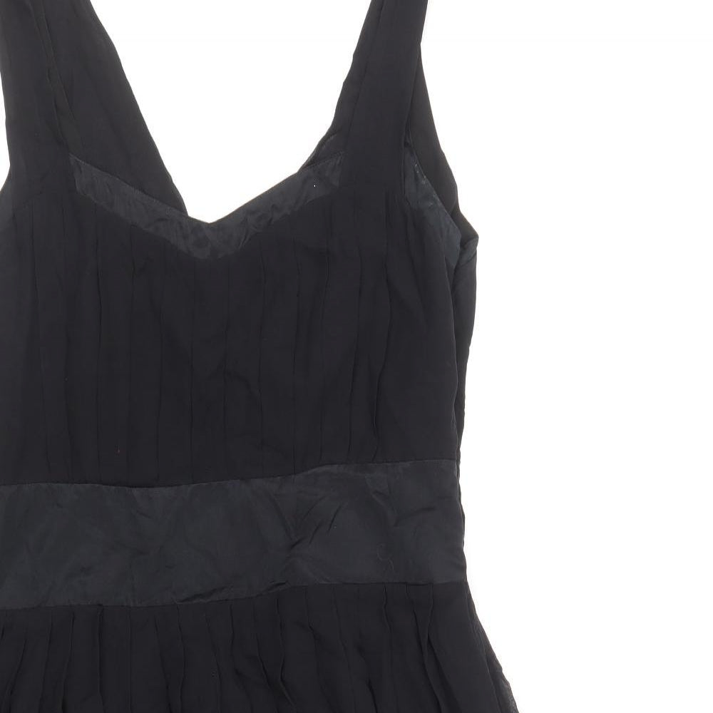 Born By Ted Baker Womens Black Silk Fit & Flare Size 16 V-Neck Zip