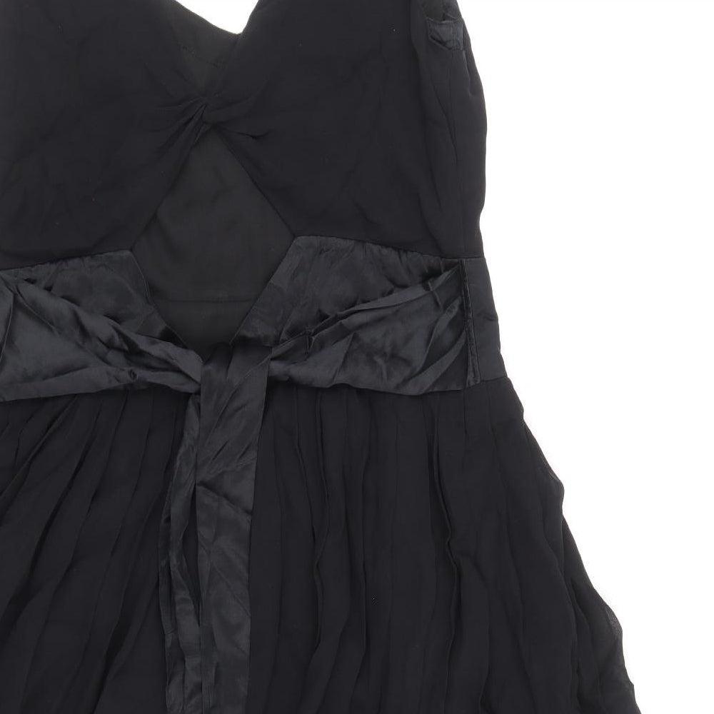 Born By Ted Baker Womens Black Silk Fit & Flare Size 16 V-Neck Zip