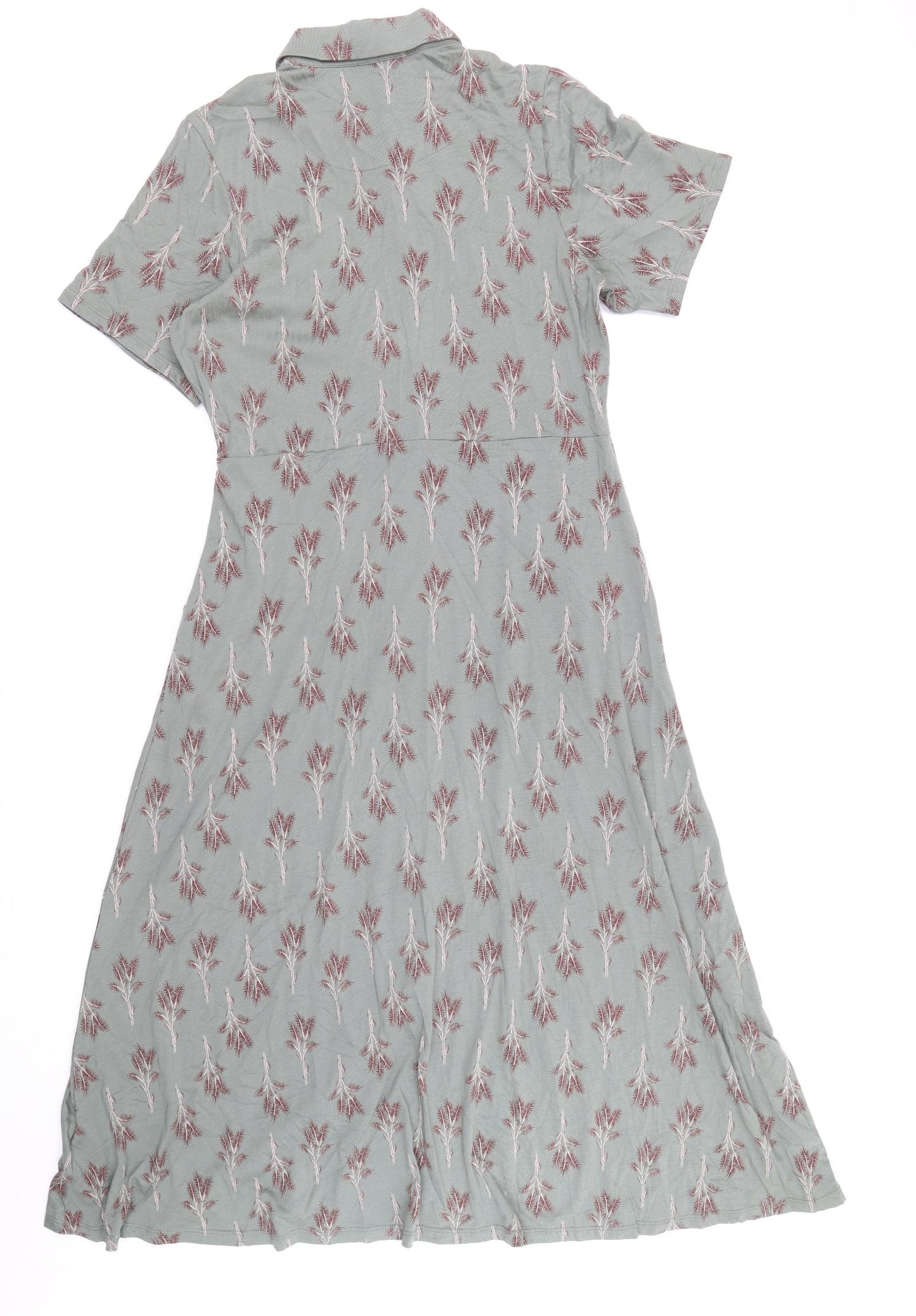 White Stuff Womens Grey Floral Modal Shirt Dress Size 12 Collared Button