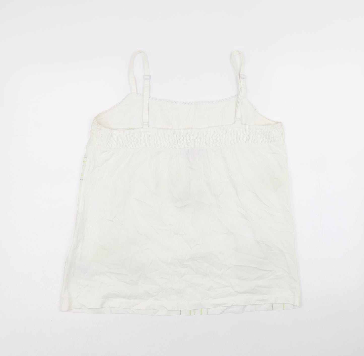 Per Una Womens White Floral 100% Cotton Basic Tank Size 14 Round Neck