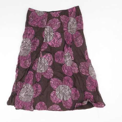 Betty Barclay Womens Purple Floral Cotton Swing Skirt Size 10 Zip