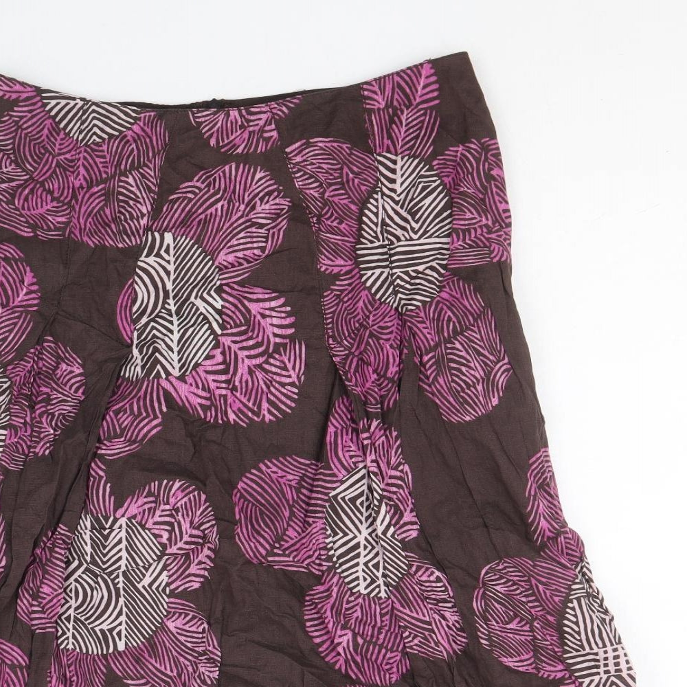 Betty Barclay Womens Purple Floral Cotton Swing Skirt Size 10 Zip