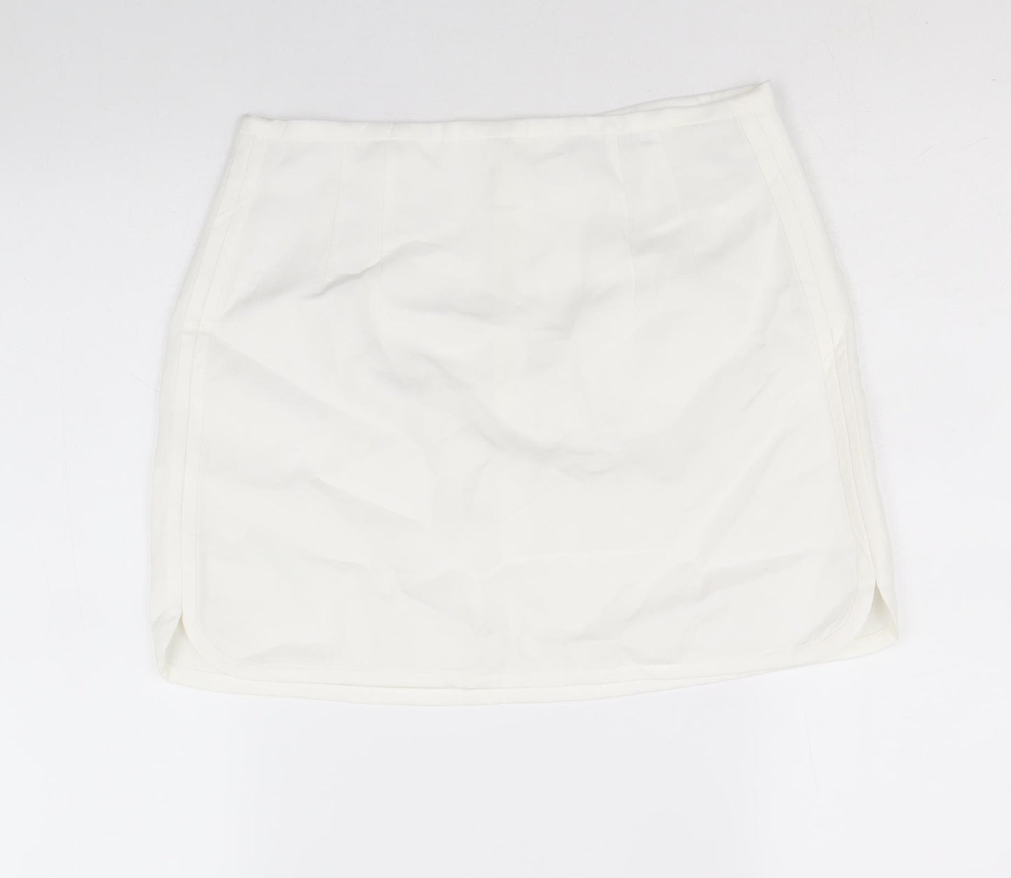 Zara Womens White Viscose Mini Skirt Size M Zip