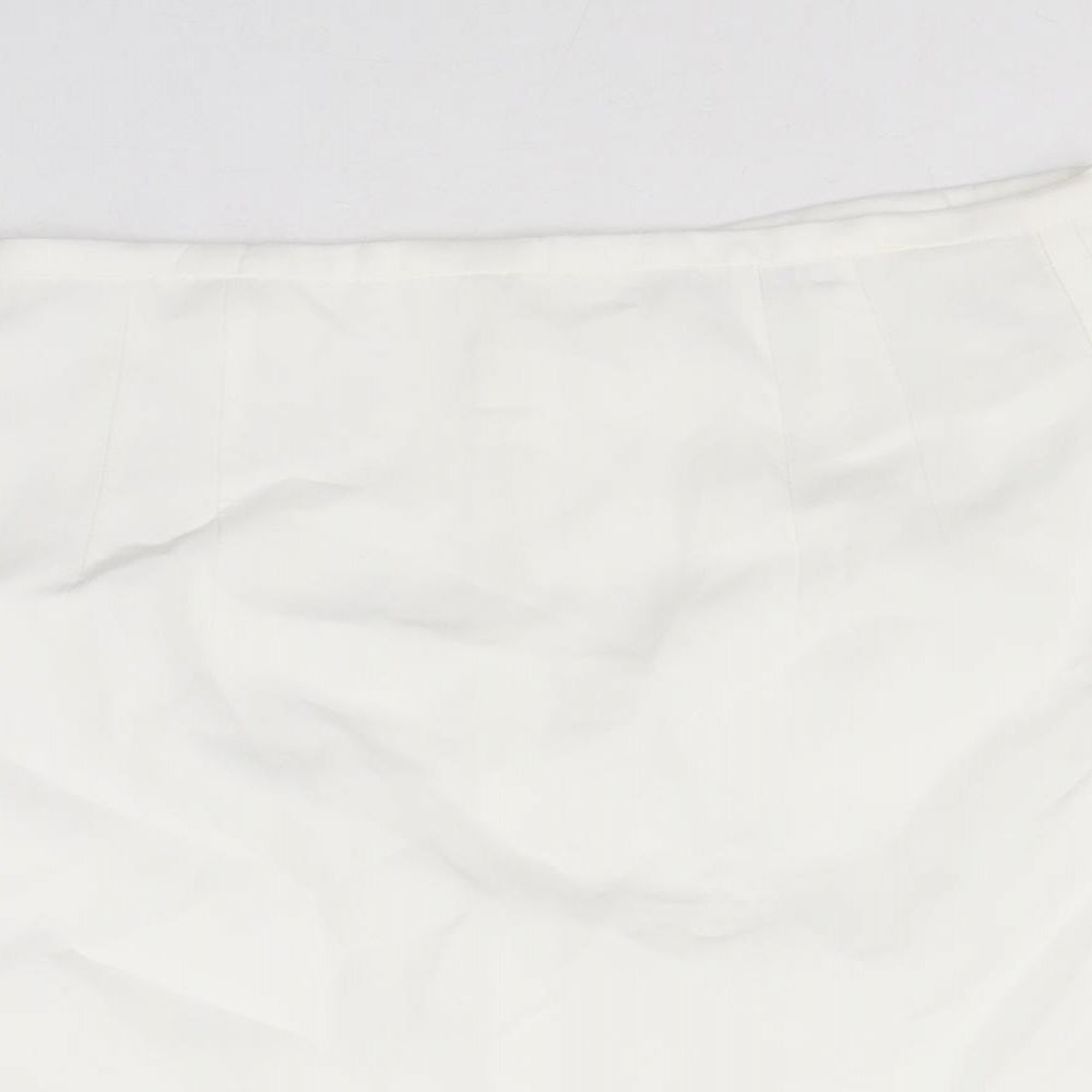 Zara Womens White Viscose Mini Skirt Size M Zip