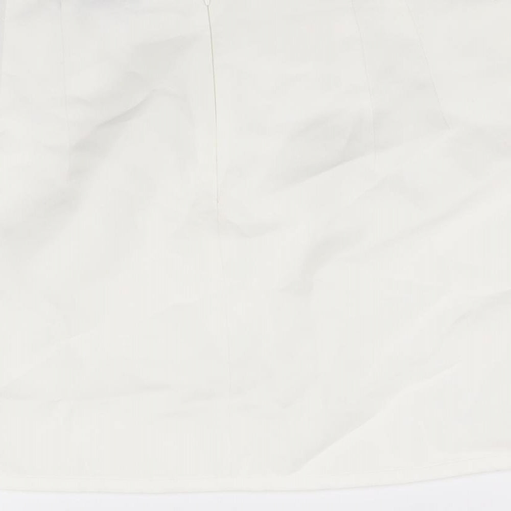 Zara Womens White Viscose Mini Skirt Size M Zip