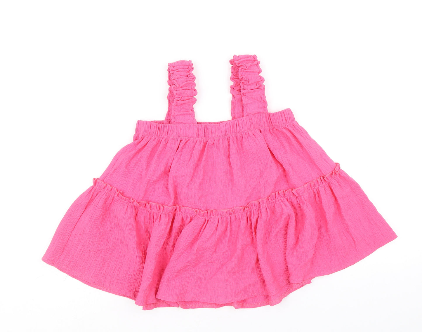 River Island Girls Pink Polyester Basic Blouse Size 9-10 Years Square Neck Pullover