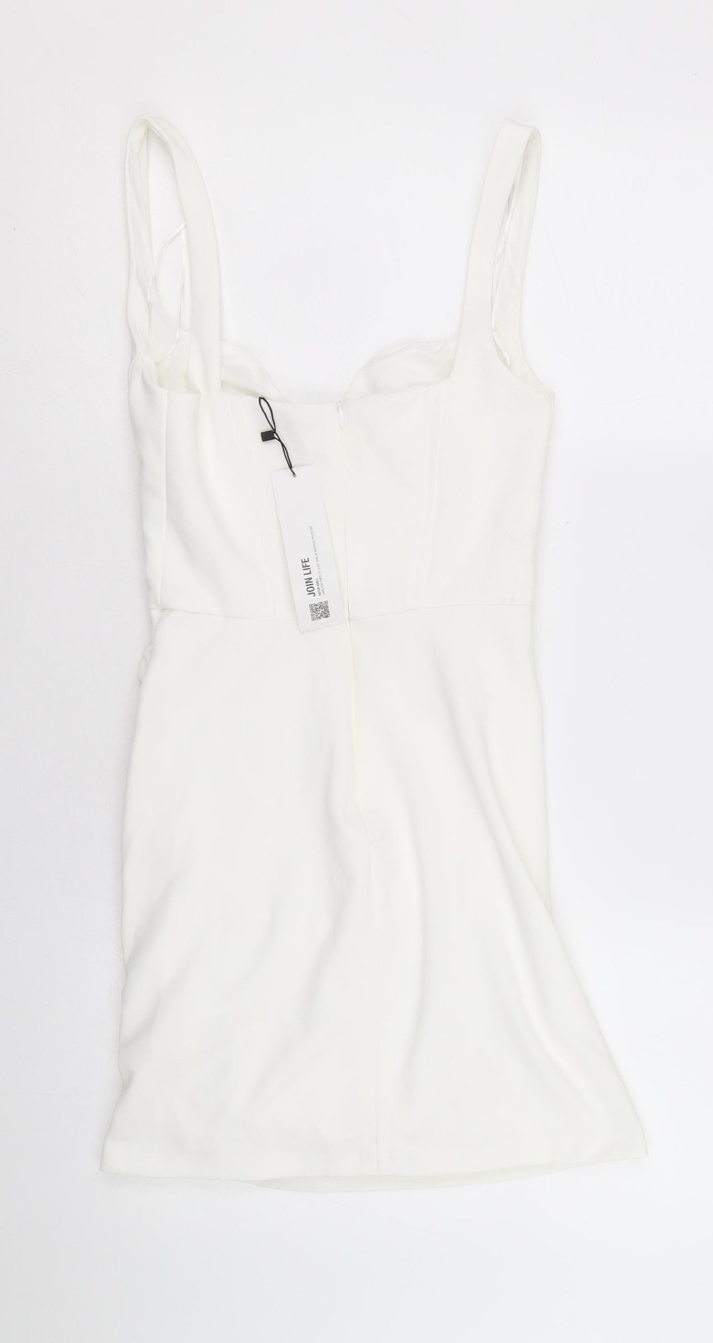 Zara Womens Ivory Viscose Pencil Dress Size XS Sweetheart Zip