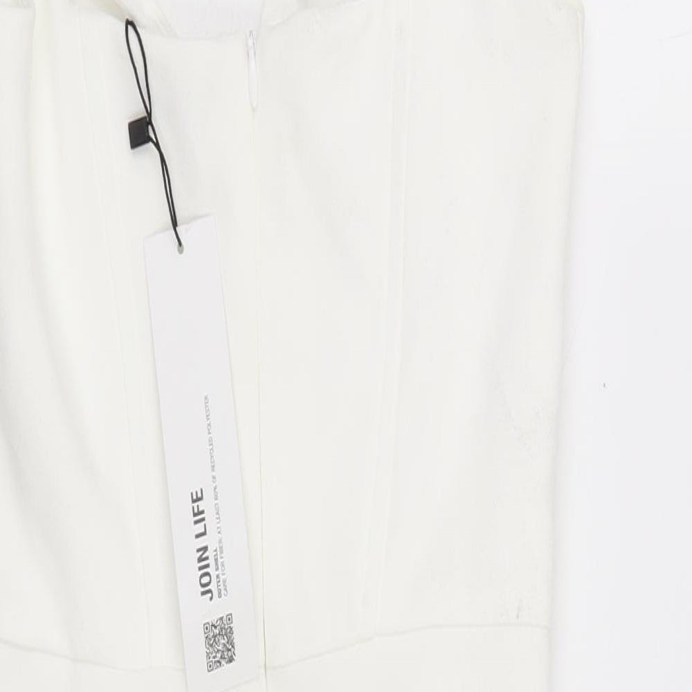 Zara Womens Ivory Viscose Pencil Dress Size XS Sweetheart Zip