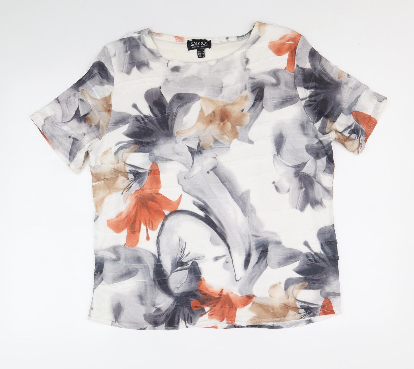 Saloos Womens Multicoloured Floral Polyester Basic T-Shirt Size 16 Round Neck