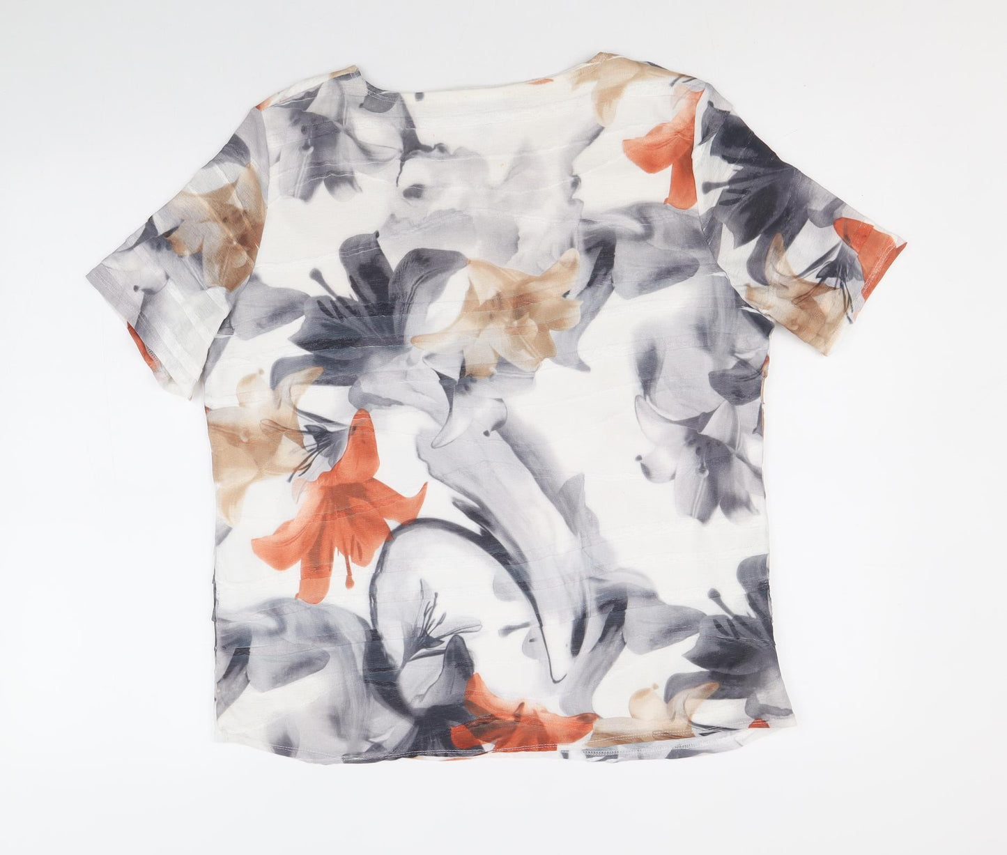 Saloos Womens Multicoloured Floral Polyester Basic T-Shirt Size 16 Round Neck