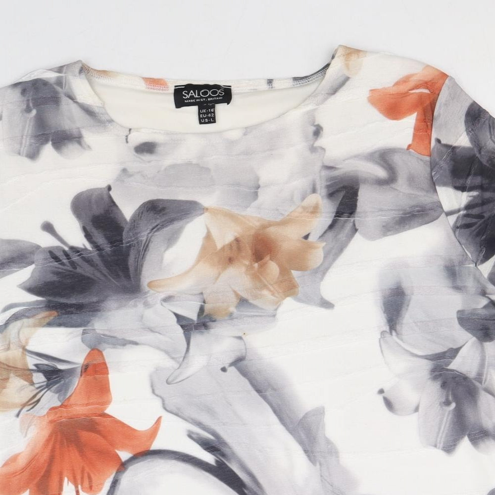 Saloos Womens Multicoloured Floral Polyester Basic T-Shirt Size 16 Round Neck