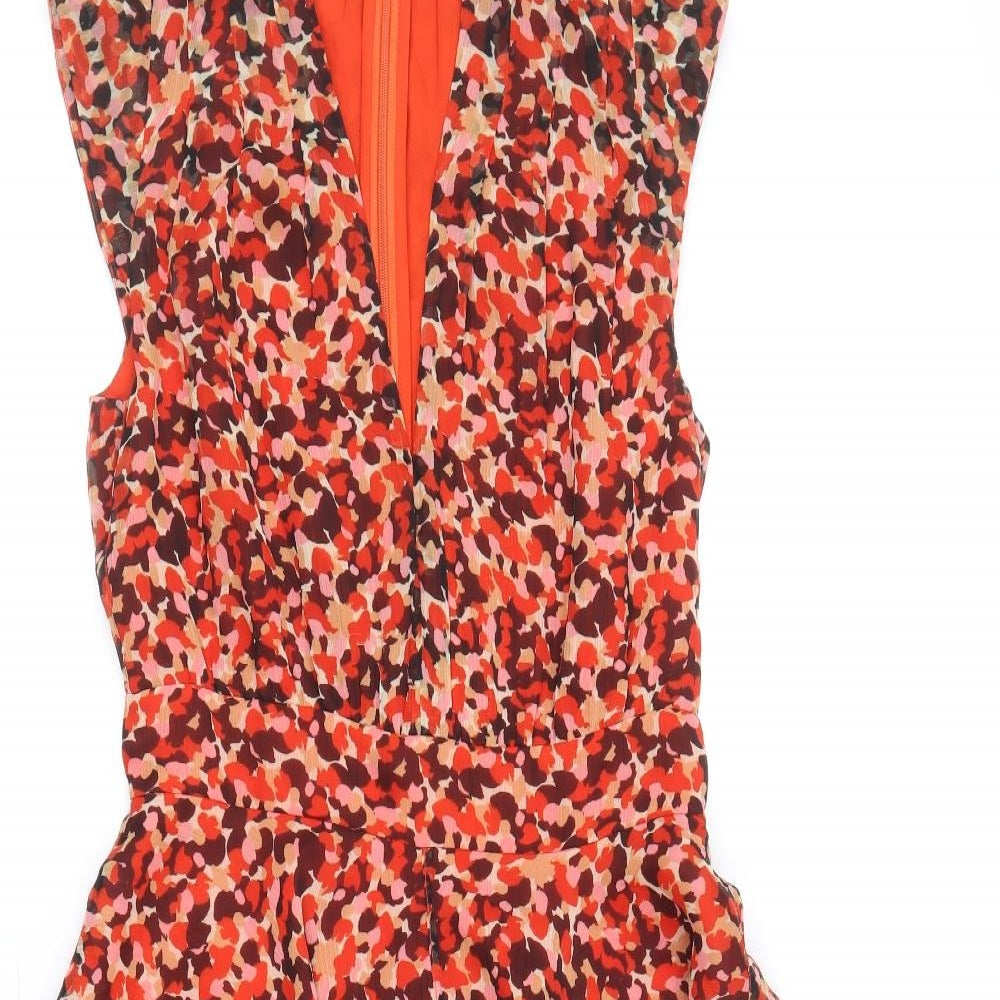 French Connection Womens Multicoloured Geometric Polyester A-Line Size 6 V-Neck Zip