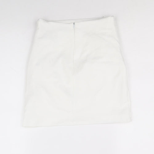 Zara Womens White Polyester Mini Skirt Size XS Zip
