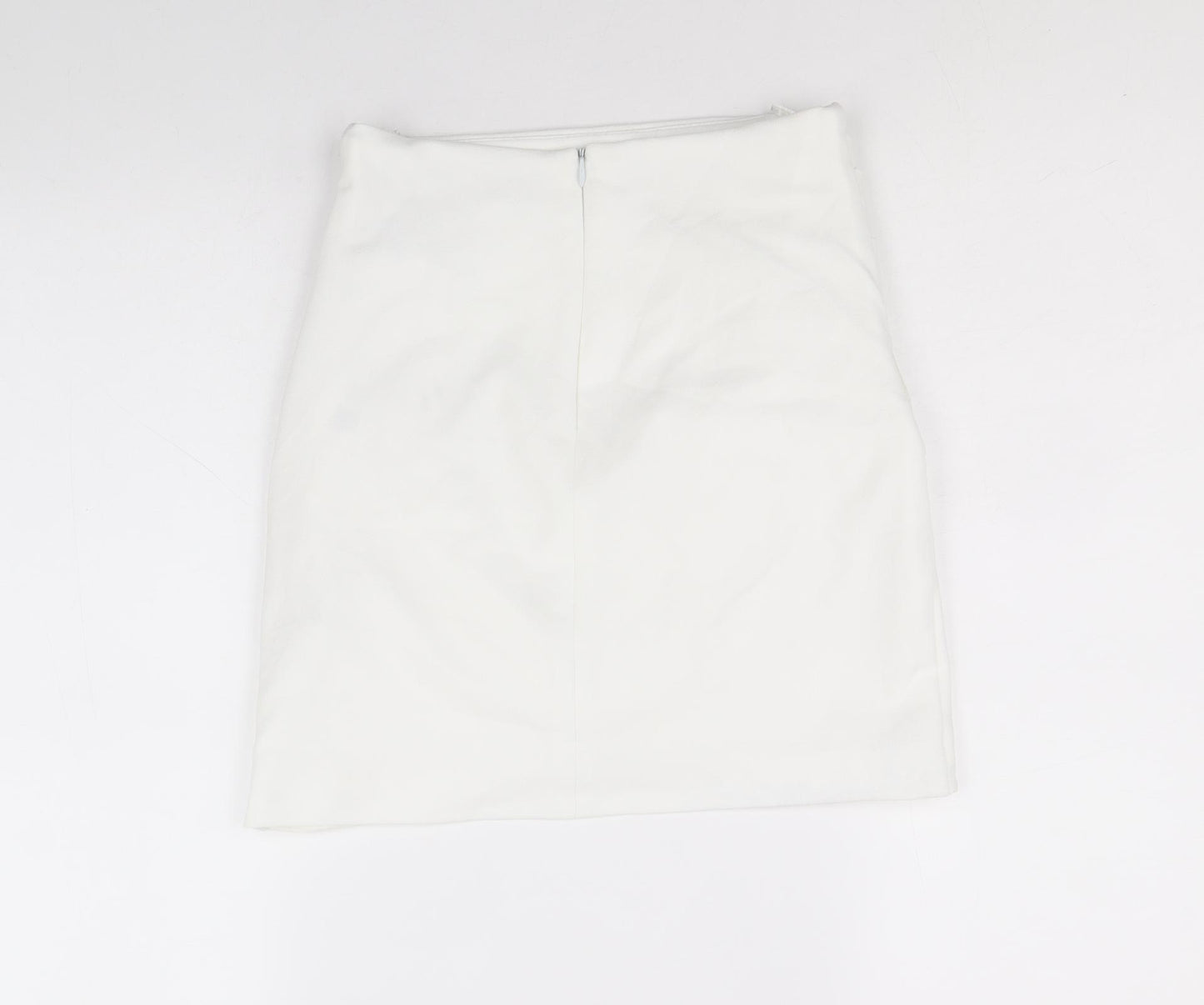 Zara Womens White Polyester Mini Skirt Size XS Zip