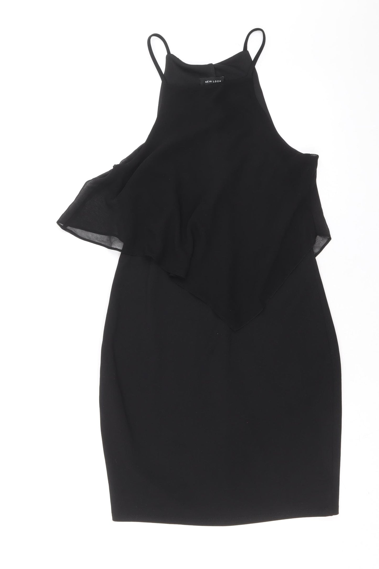 New Look Womens Black Polyester Pencil Dress Size 8 Round Neck Pullover