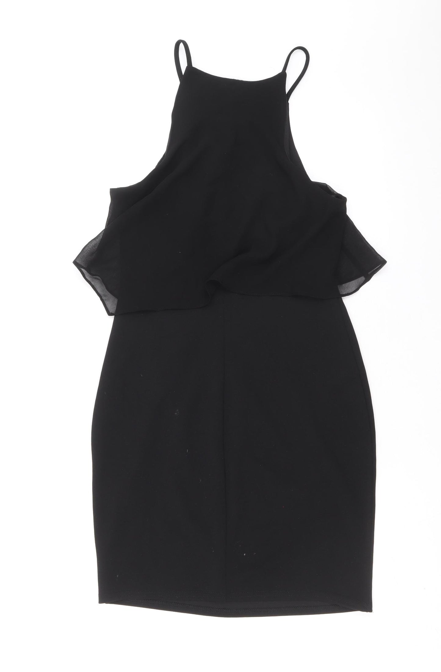 New Look Womens Black Polyester Pencil Dress Size 8 Round Neck Pullover