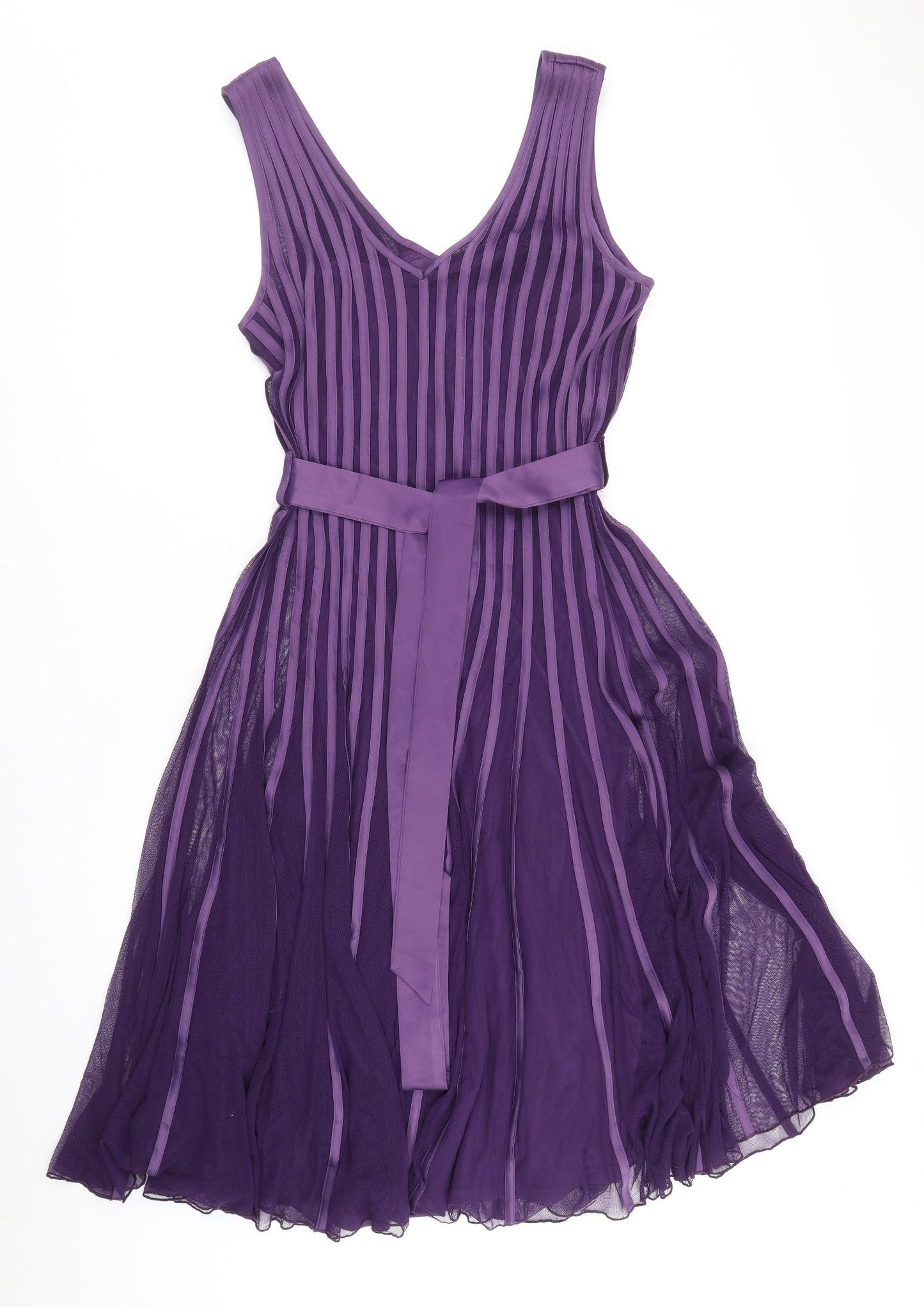 Roman Womens Purple Polyester A-Line Size 16 V-Neck Zip