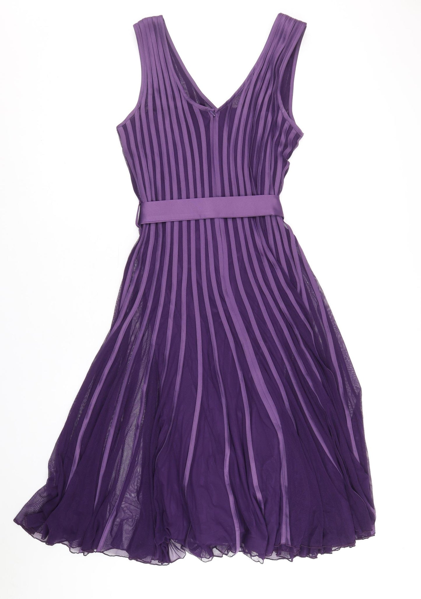 Roman Womens Purple Polyester A-Line Size 16 V-Neck Zip