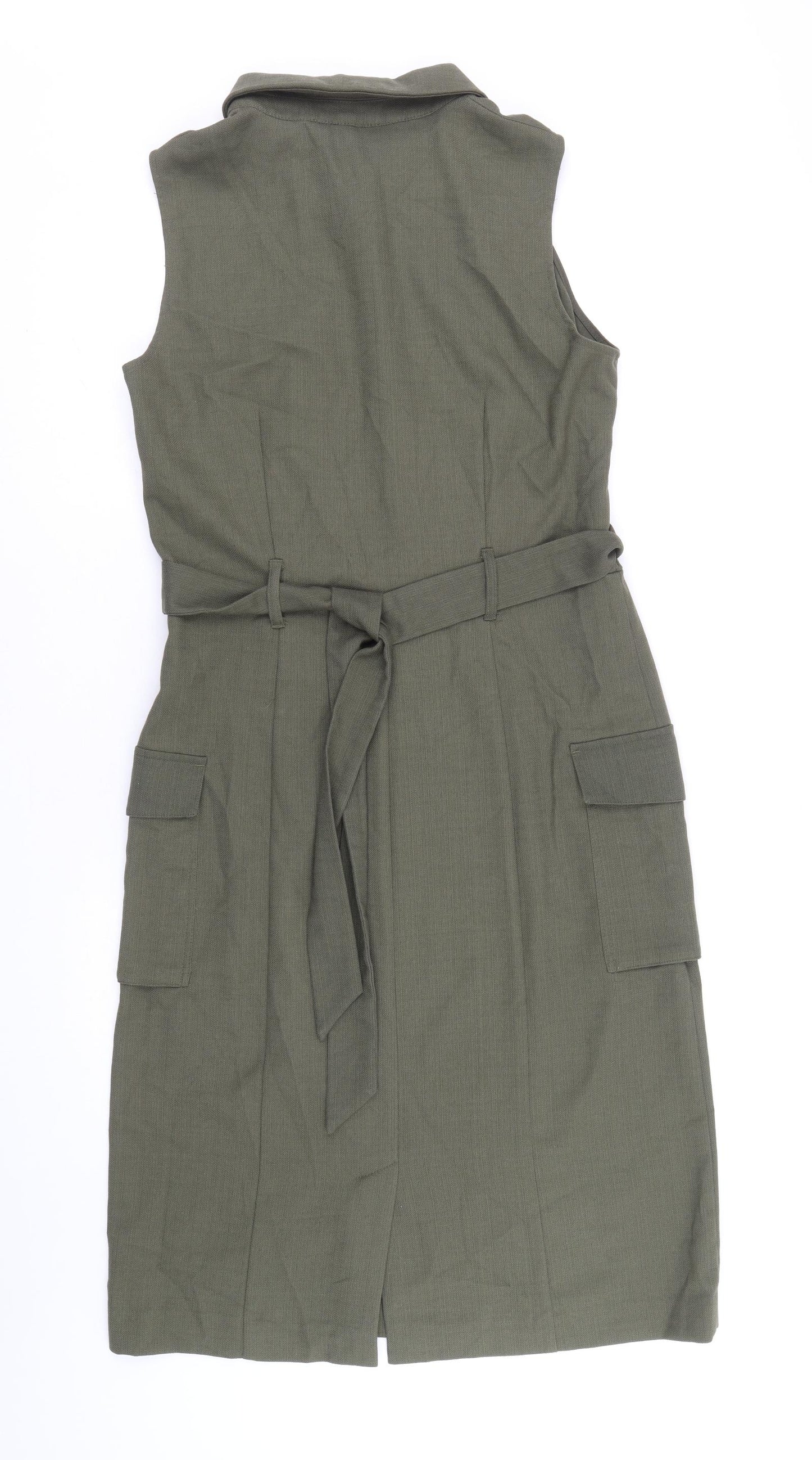 NEXT Womens Green Polyester Pencil Dress Size 14 Collared Zip