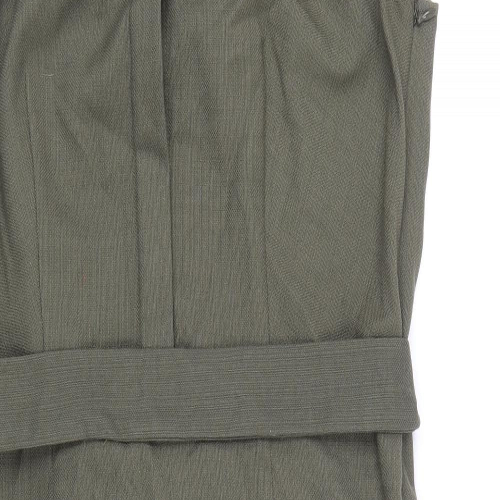 NEXT Womens Green Polyester Pencil Dress Size 14 Collared Zip