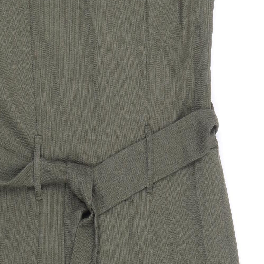 NEXT Womens Green Polyester Pencil Dress Size 14 Collared Zip
