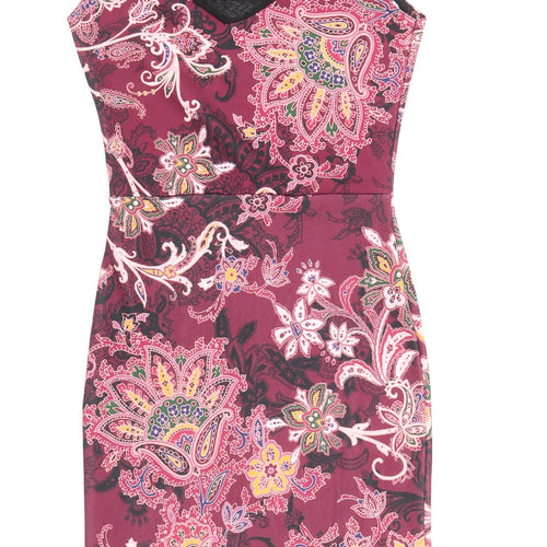 MISSFIGA Womens Multicoloured Paisley Polyester Pencil Dress Size 8 Round Neck Pullover
