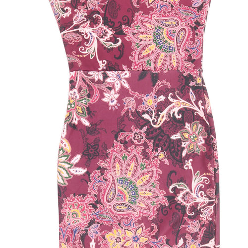 MISSFIGA Womens Multicoloured Paisley Polyester Pencil Dress Size 8 Round Neck Pullover