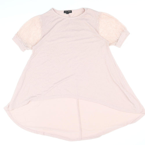 QED London Womens Pink Round Neck Polyester Pullover Jumper Size M